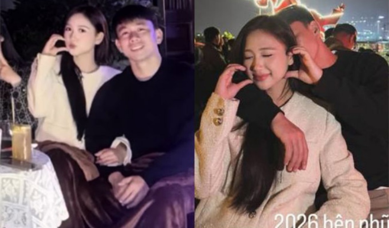 Hoa khôi Bùi Thu Hương công khai tình cảm với tiền vệ Trần Minh Vương